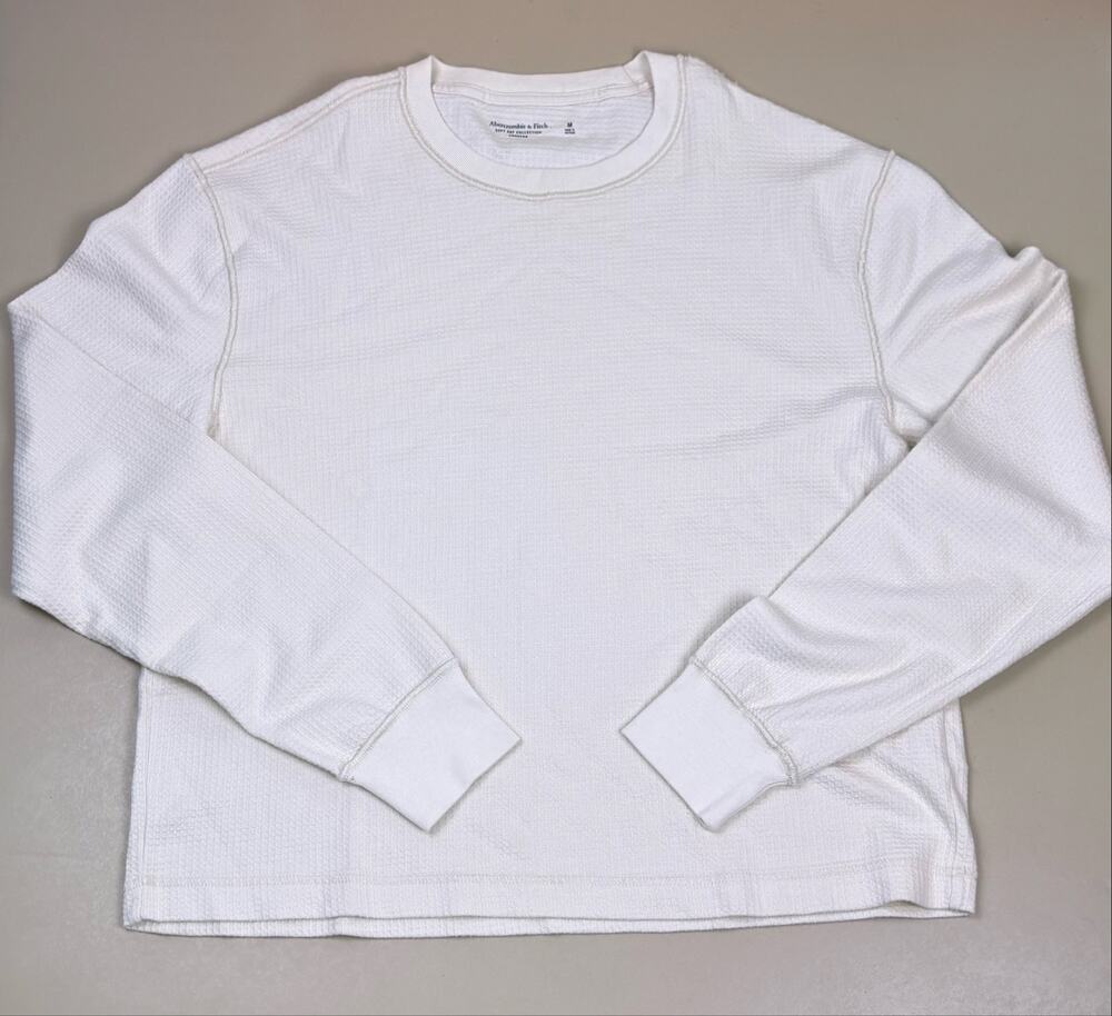 Abercrombie & Fitch Soft A&F Collection White Waffle Cropped Top Medium NWOT